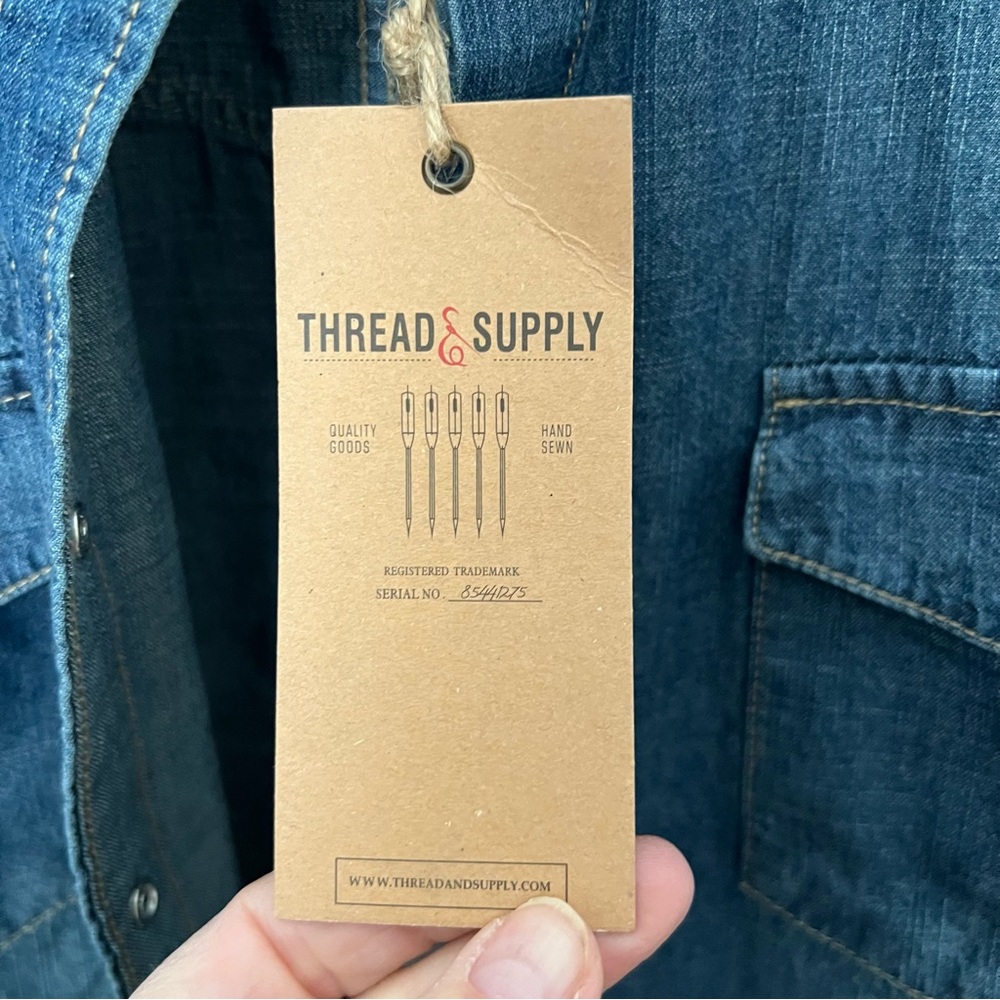 Thread & Supply  Denim western style snap front horseback riding cowboy rodeo - Picture 6 of 11